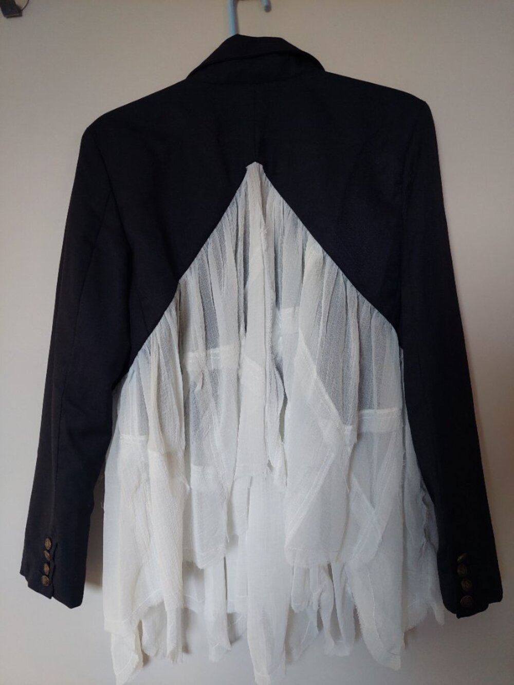 Free People Women's Sz S Ballet School Blazer Embroider Patch Navy - Picture 7 of 9